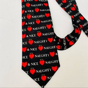 Naughty & Nice Valentine's Day Tie Black & Red Valentine Hearts & Devil Hearts